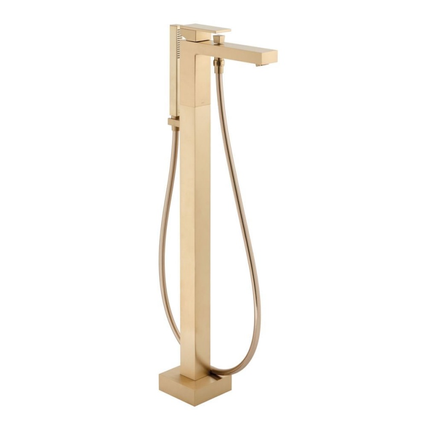 Cutout image of Vado Individual Notion Brushed Gold Freestanding Bath Shower Mixer